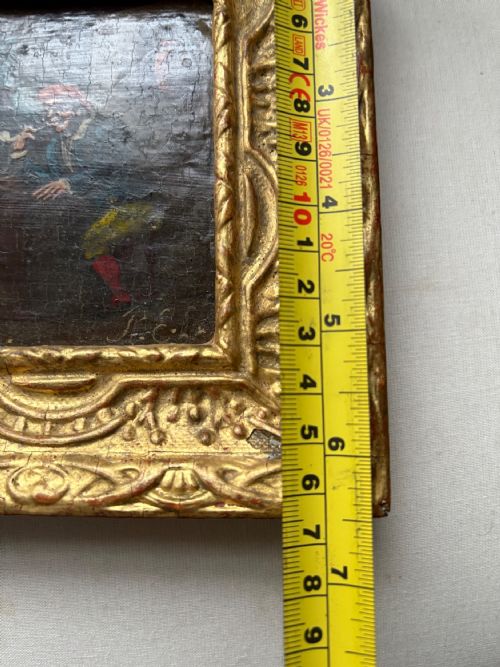 A PAIR OF LATE 17THC DUTCH SCHOOL OIL ON OAK SIGNED TAVERN SCENE CARTOONS 20CM - ADDITIONAL PHOTO 12