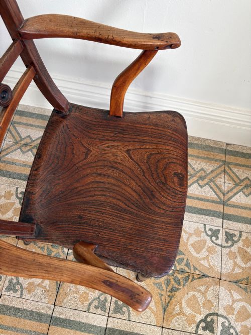 A REGENCY PERIOD ASH AND ELM WINDSOR LOW BACK ARM CHAIR C1830 - ADDITIONAL PHOTO 9