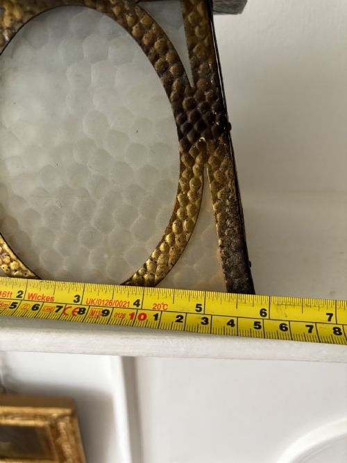 ARTS AND CRAFTS HAMMERED BRASS HALL LANTERN 20CM C1910 WITH ORIGINAL GLASS - ADDITIONAL PHOTO 6
