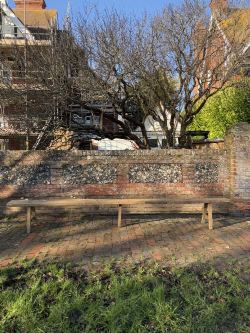 A PAIR OF FRENCH EARLY 20TH CENTURY PROVINCIAL OAK TRESTLE BENCHES 346CM - ADDITIONAL PHOTO 5