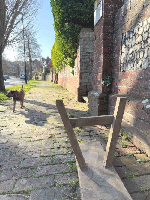 A PAIR OF FRENCH EARLY 20TH CENTURY PROVINCIAL OAK TRESTLE BENCHES 346CM - ADDITIONAL PHOTO 7