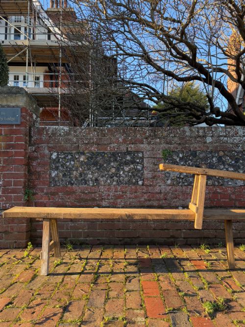 A PAIR OF FRENCH EARLY 20TH CENTURY PROVINCIAL OAK TRESTLE BENCHES 346CM - ADDITIONAL PHOTO 11