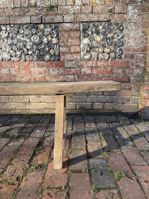 A PAIR OF FRENCH EARLY 20TH CENTURY PROVINCIAL OAK TRESTLE BENCHES 346CM - ADDITIONAL PHOTO 14