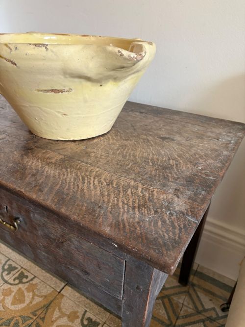 18TH CENTURY OAK COUNTRY SIDE TABLE WITH SINGLE DRAWER UNTOUCHED CONDITION 74CM - ADDITIONAL PHOTO 1