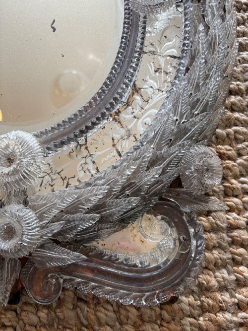 A RARE 19TH CENTURY BAROQUE VENETIAN OVAL MIRROR 74CM WITH FOXING SOME LOSSES - ADDITIONAL PHOTO 5