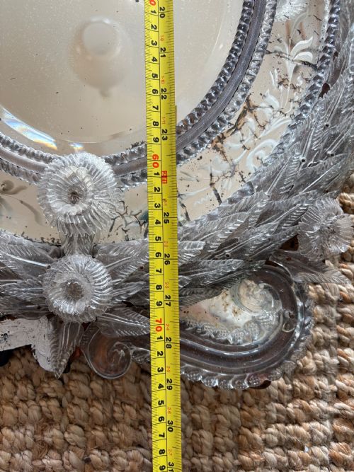 A RARE 19TH CENTURY BAROQUE VENETIAN OVAL MIRROR 74CM WITH FOXING SOME LOSSES - ADDITIONAL PHOTO 12
