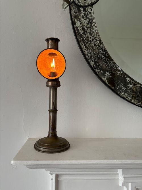 A CHROME BRASS STUDENT OR OFFICERS CANDLE READING LAMP C1900 37CM - ADDITIONAL PHOTO 1