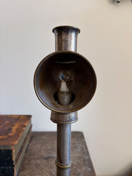 A CHROME BRASS STUDENT OR OFFICERS CANDLE READING LAMP C1900 37CM - ADDITIONAL PHOTO 6