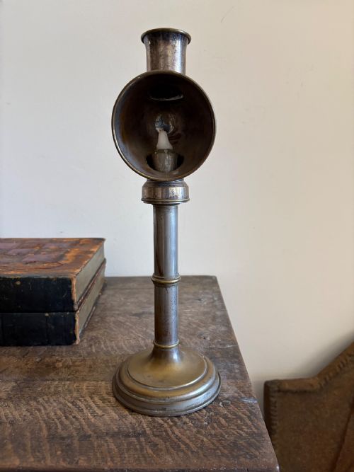 A CHROME BRASS STUDENT OR OFFICERS CANDLE READING LAMP C1900 37CM - ADDITIONAL PHOTO 7
