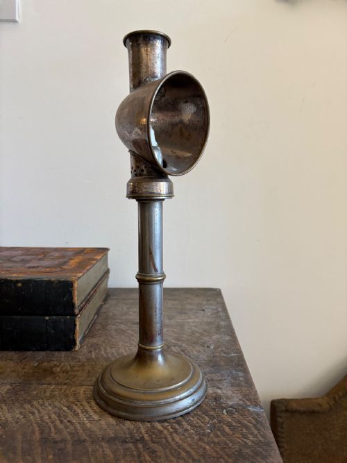 A CHROME BRASS STUDENT OR OFFICERS CANDLE READING LAMP C1900 37CM - ADDITIONAL PHOTO 8