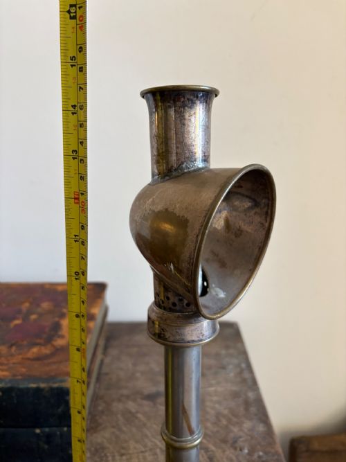 A CHROME BRASS STUDENT OR OFFICERS CANDLE READING LAMP C1900 37CM - ADDITIONAL PHOTO 9