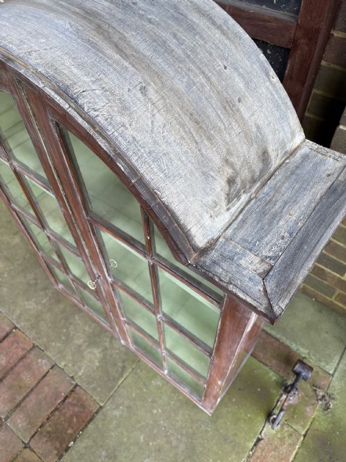 ANTIQUE GEORGE 1 STYLE WALNUT DOME TOP HANGING BOOKCASE C1920 110CM - ADDITIONAL PHOTO 8