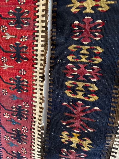 ANTIQUE CAUCASIAN FLAT WEAVE KILIM C1900 135CM X 110CM COUNTRY HOUSE RUG - ADDITIONAL PHOTO 4