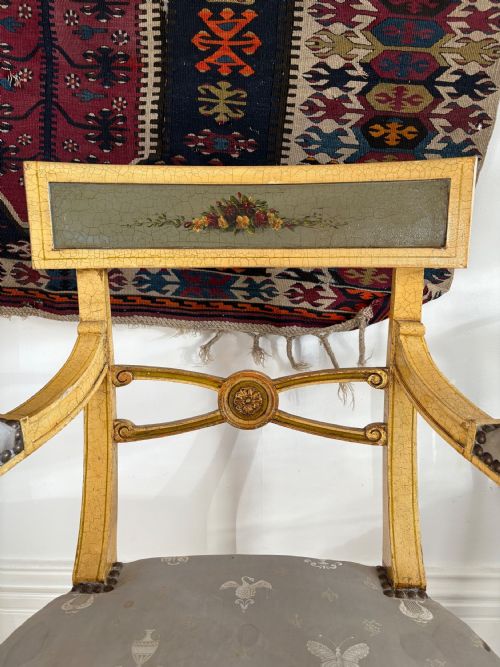 A 19TH CENTURY HAND PAINTED EMPIRE CHAIR POSSIBLY SWEDISH - ADDITIONAL PHOTO 2