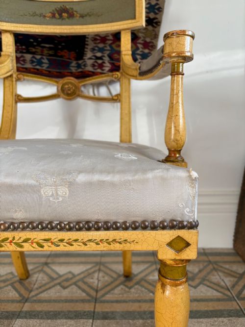 A 19TH CENTURY HAND PAINTED EMPIRE CHAIR POSSIBLY SWEDISH - ADDITIONAL PHOTO 3