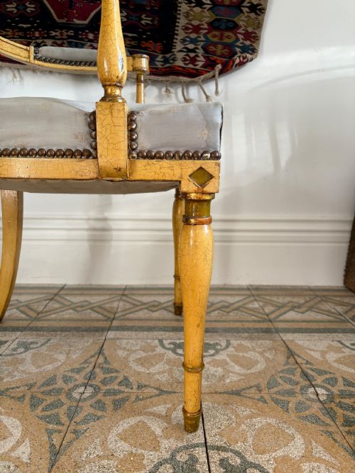 A 19TH CENTURY HAND PAINTED EMPIRE CHAIR POSSIBLY SWEDISH - ADDITIONAL PHOTO 6