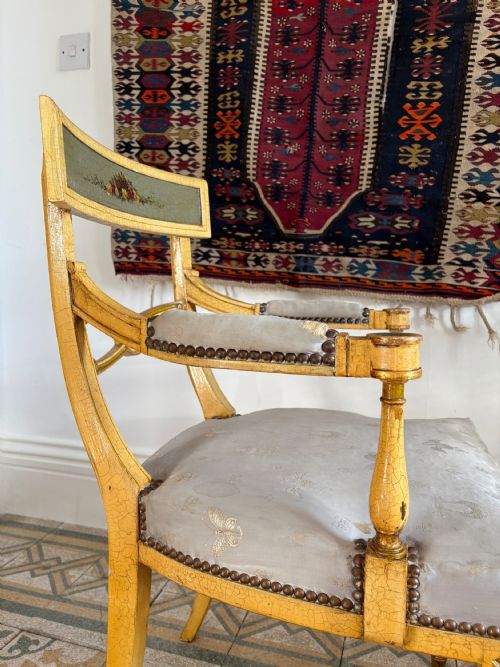 A 19TH CENTURY HAND PAINTED EMPIRE CHAIR POSSIBLY SWEDISH - ADDITIONAL PHOTO 7