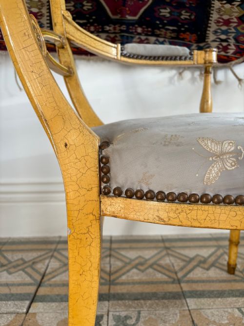 A 19TH CENTURY HAND PAINTED EMPIRE CHAIR POSSIBLY SWEDISH - ADDITIONAL PHOTO 8
