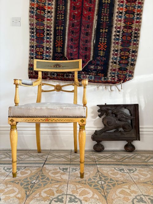 A 19TH CENTURY HAND PAINTED EMPIRE CHAIR POSSIBLY SWEDISH - ADDITIONAL PHOTO 15