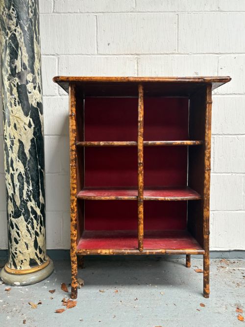A 19TH CENTURY TIGER BAMBOO 3 SHELF BOOKCASE C1870 99CM TALL 75CM WIDE - ADDITIONAL PHOTO 2