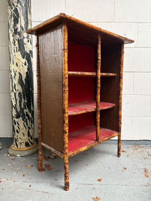 A 19TH CENTURY TIGER BAMBOO 3 SHELF BOOKCASE C1870 99CM TALL 75CM WIDE - ADDITIONAL PHOTO 1