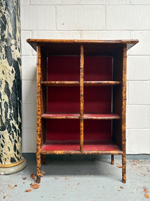 A 19TH CENTURY TIGER BAMBOO 3 SHELF BOOKCASE C1870 99CM TALL 75CM WIDE - ADDITIONAL PHOTO 6
