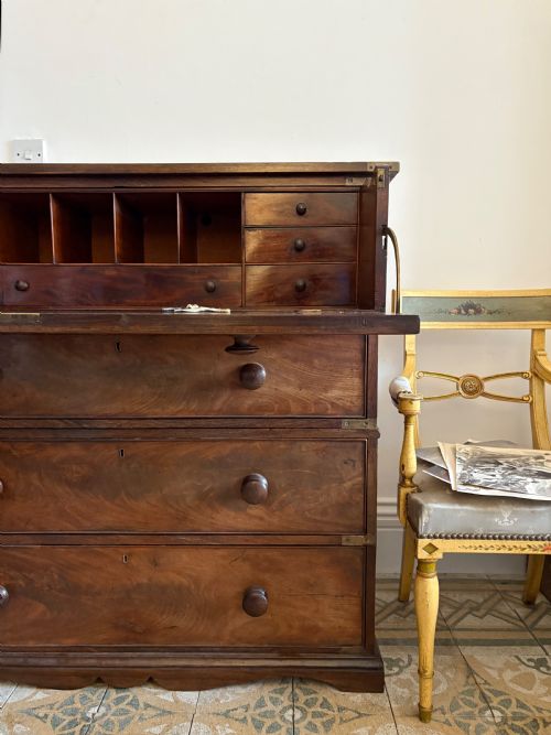 EARLY 19THC CAMPAIGN CHEST SECRETAIRE 2 SECTIONS C1830 ROSEWOOD AND MAHOGANY - ADDITIONAL PHOTO 10