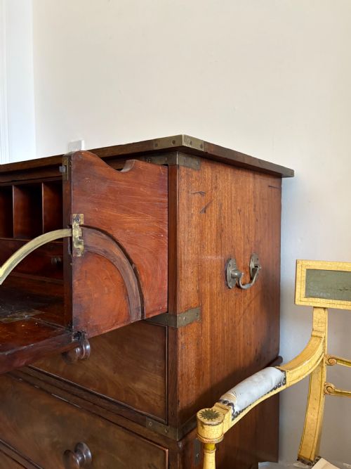 EARLY 19THC CAMPAIGN CHEST SECRETAIRE 2 SECTIONS C1830 ROSEWOOD AND MAHOGANY - ADDITIONAL PHOTO 11