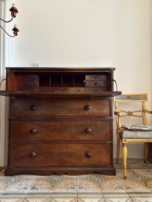 EARLY 19THC CAMPAIGN CHEST SECRETAIRE 2 SECTIONS C1830 ROSEWOOD AND MAHOGANY - ADDITIONAL PHOTO 5