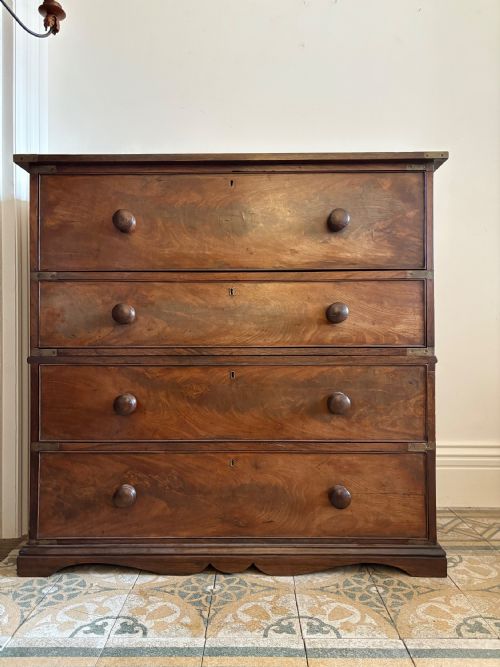 EARLY 19THC CAMPAIGN CHEST SECRETAIRE 2 SECTIONS C1830 ROSEWOOD AND MAHOGANY - ADDITIONAL PHOTO 7