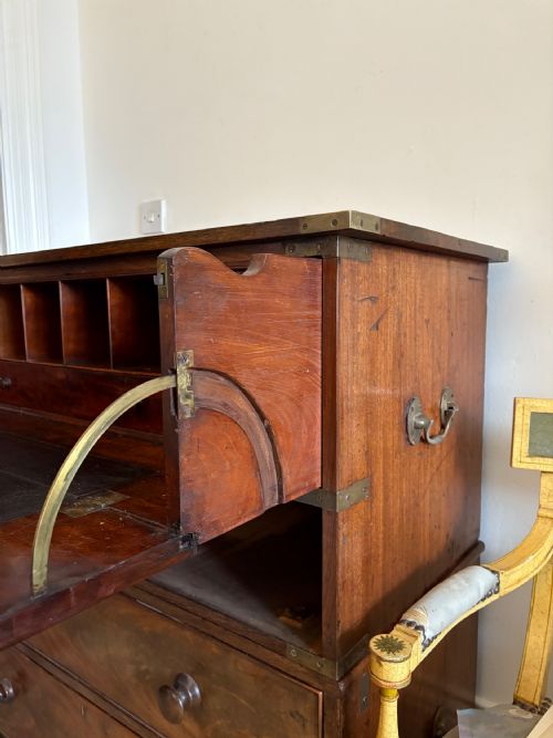 EARLY 19THC CAMPAIGN CHEST SECRETAIRE 2 SECTIONS C1830 ROSEWOOD AND MAHOGANY - ADDITIONAL PHOTO 8