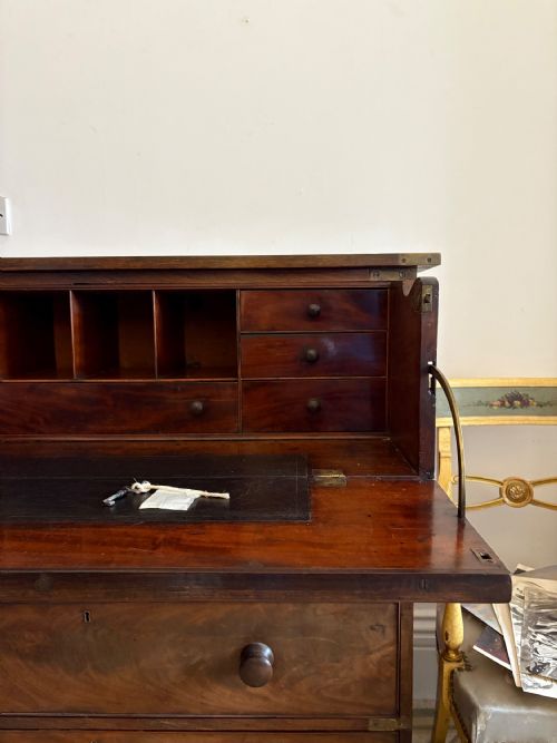 EARLY 19THC CAMPAIGN CHEST SECRETAIRE 2 SECTIONS C1830 ROSEWOOD AND MAHOGANY - ADDITIONAL PHOTO 9