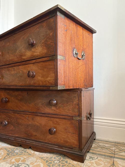 early 19thc campaign chest secretaire 2 sections c1830 rosewood and mahogany - CATEGORY: ANTIQUE CHEST OF DRAWERS - DATED 1850