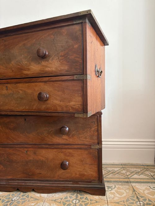 EARLY 19THC CAMPAIGN CHEST SECRETAIRE 2 SECTIONS C1830 ROSEWOOD AND MAHOGANY - ADDITIONAL PHOTO 4