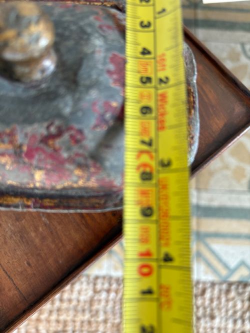 ENGLISH ANTIQUE GEORGE 111 RED CHINOISERIE LEAD TOBACCO CADDY TRINKET BOX WITH LID C1800 12CM - ADDITIONAL PHOTO 11
