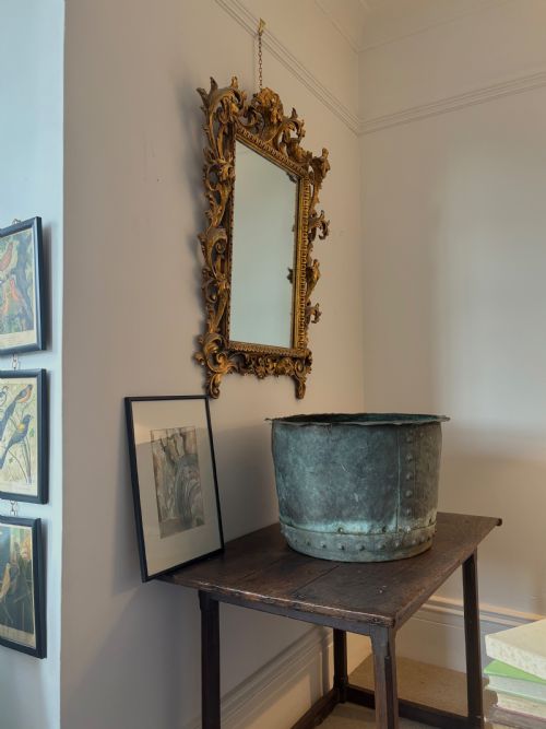 A LARGE ANTIQUE COPPER PLANTER 52CM 19THC RIVETED VERDIGRIS AND DRAINAGE HOLES - ADDITIONAL PHOTO 2