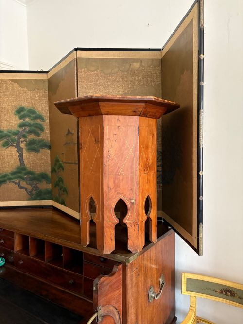 A MOORISH AMBOYNA BURR INLAID OCTAGONAL TABLE C1900 WITH ARCH LEGS 49CM WIDE - ADDITIONAL PHOTO 12