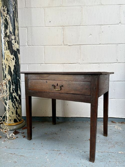 18TH CENTURY OAK COUNTRY SIDE TABLE WITH SINGLE DRAWER UNTOUCHED CONDITION 74CM - ADDITIONAL PHOTO 3