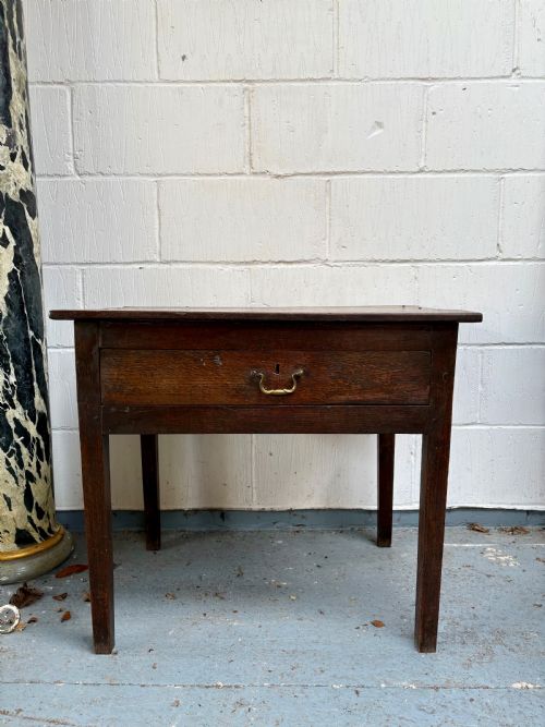 18TH CENTURY OAK COUNTRY SIDE TABLE WITH SINGLE DRAWER UNTOUCHED CONDITION 74CM - ADDITIONAL PHOTO 5