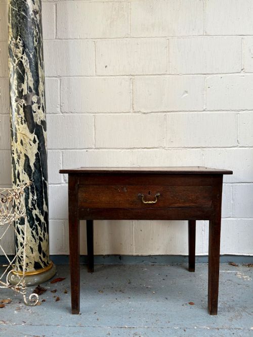 18TH CENTURY OAK COUNTRY SIDE TABLE WITH SINGLE DRAWER UNTOUCHED CONDITION 74CM - ADDITIONAL PHOTO 10