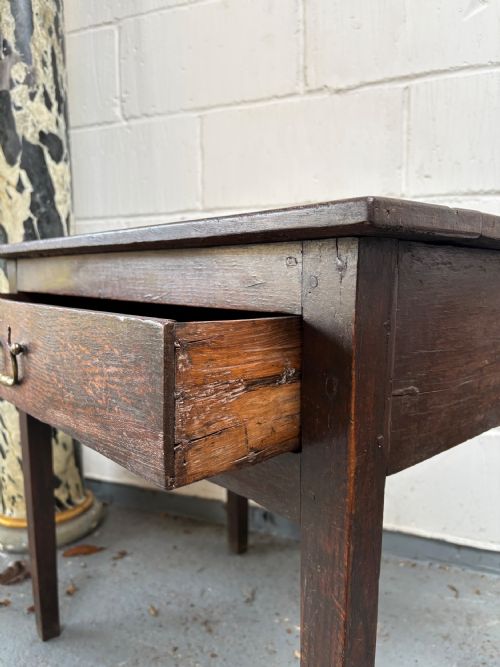 18TH CENTURY OAK COUNTRY SIDE TABLE WITH SINGLE DRAWER UNTOUCHED CONDITION 74CM - ADDITIONAL PHOTO 6