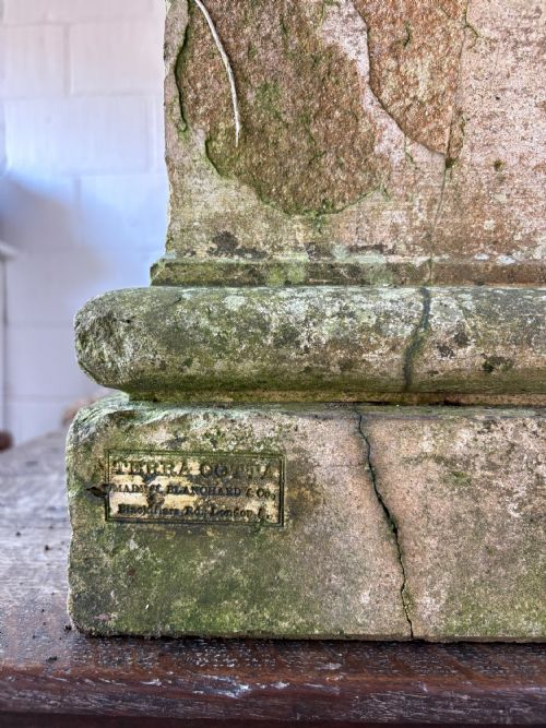 M H BLANCHARD AND SONS 19THC BUFF TERRACOTTA STONE PEDESTAL STAMPED 39CM SQ - ADDITIONAL PHOTO 1