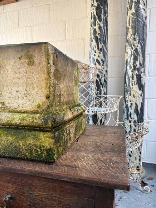 M H BLANCHARD AND SONS 19THC BUFF TERRACOTTA STONE PEDESTAL STAMPED 39CM SQ - ADDITIONAL PHOTO 4