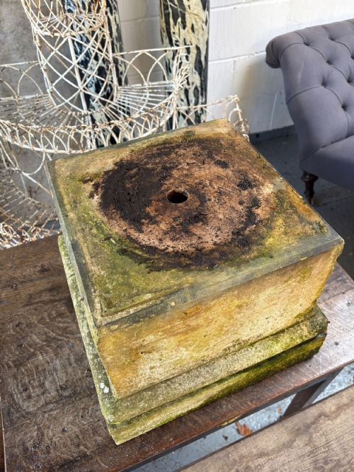 M H BLANCHARD AND SONS 19THC BUFF TERRACOTTA STONE PEDESTAL STAMPED 39CM SQ - ADDITIONAL PHOTO 5