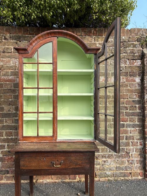 antique george 1 style walnut dome top hanging bookcase c1920 110cm - CATEGORY: ANTIQUE BOOKCASES - DATED 1920