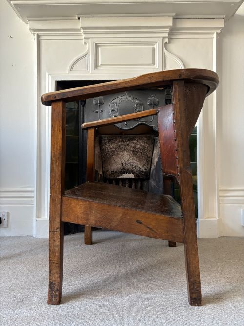 ART DECO MODERNIST BEECH AND STUDDED LEATHER READING CHAIR C1930 - ADDITIONAL PHOTO 3