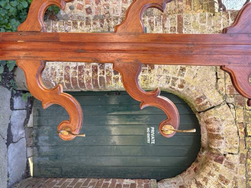 AN ANGLO INDIAN TEAK ANTIQUE HALL AND STICK STAND 198CM C1900 6 COAT HOOKS - ADDITIONAL PHOTO 5