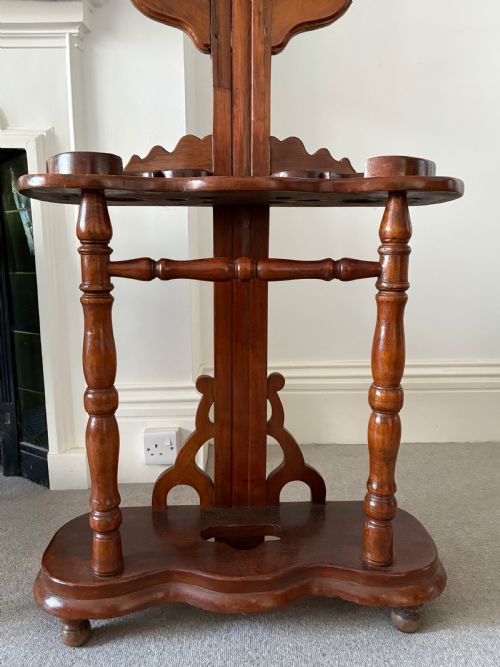 AN ANGLO INDIAN TEAK ANTIQUE HALL AND STICK STAND 198CM C1900 6 COAT HOOKS - ADDITIONAL PHOTO 6