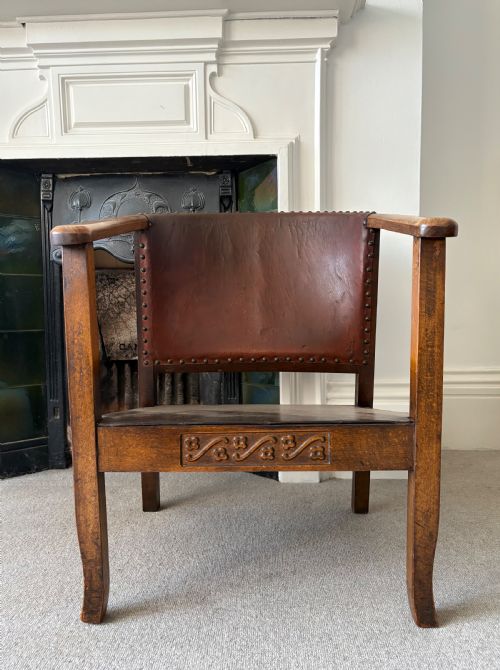 ART DECO MODERNIST BEECH AND STUDDED LEATHER READING CHAIR C1930 - ADDITIONAL PHOTO 8