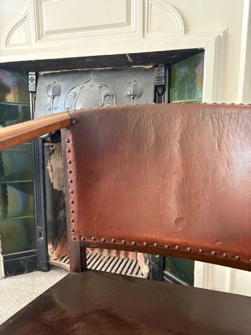 ART DECO MODERNIST BEECH AND STUDDED LEATHER READING CHAIR C1930 - ADDITIONAL PHOTO 7